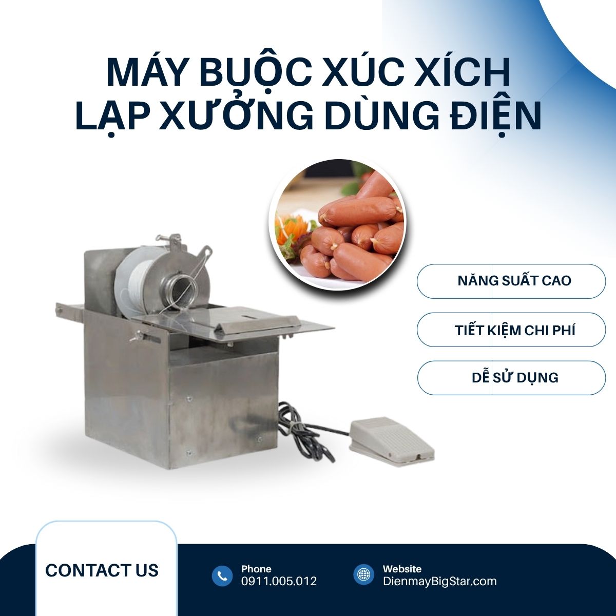 Máy buộc xúc xích lạp xưởng dùng điện