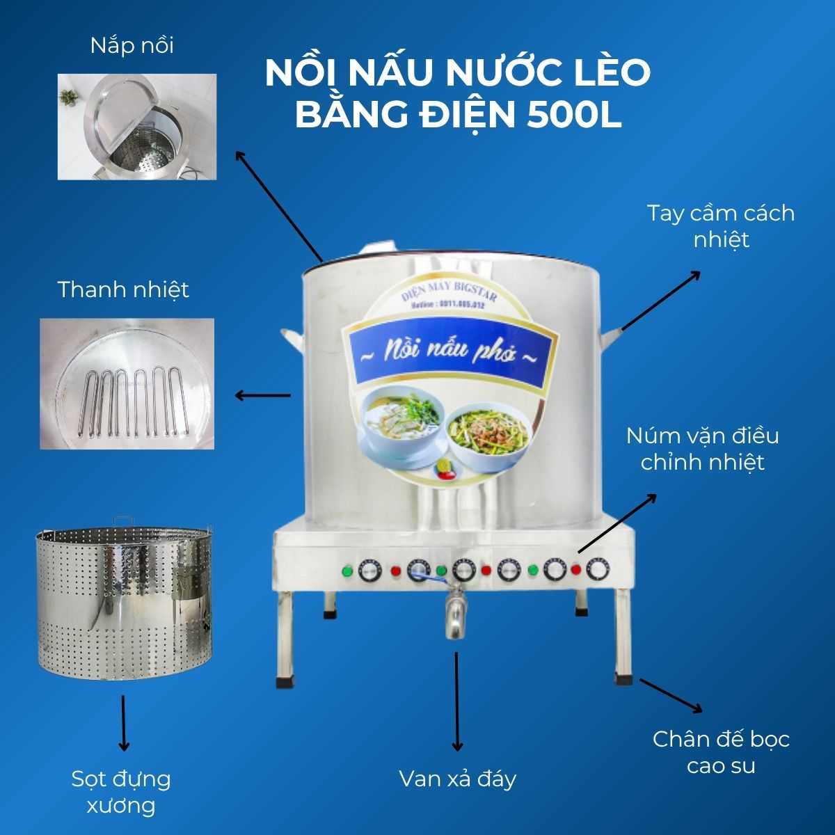 Nồi nấu phở bằng điện 500L