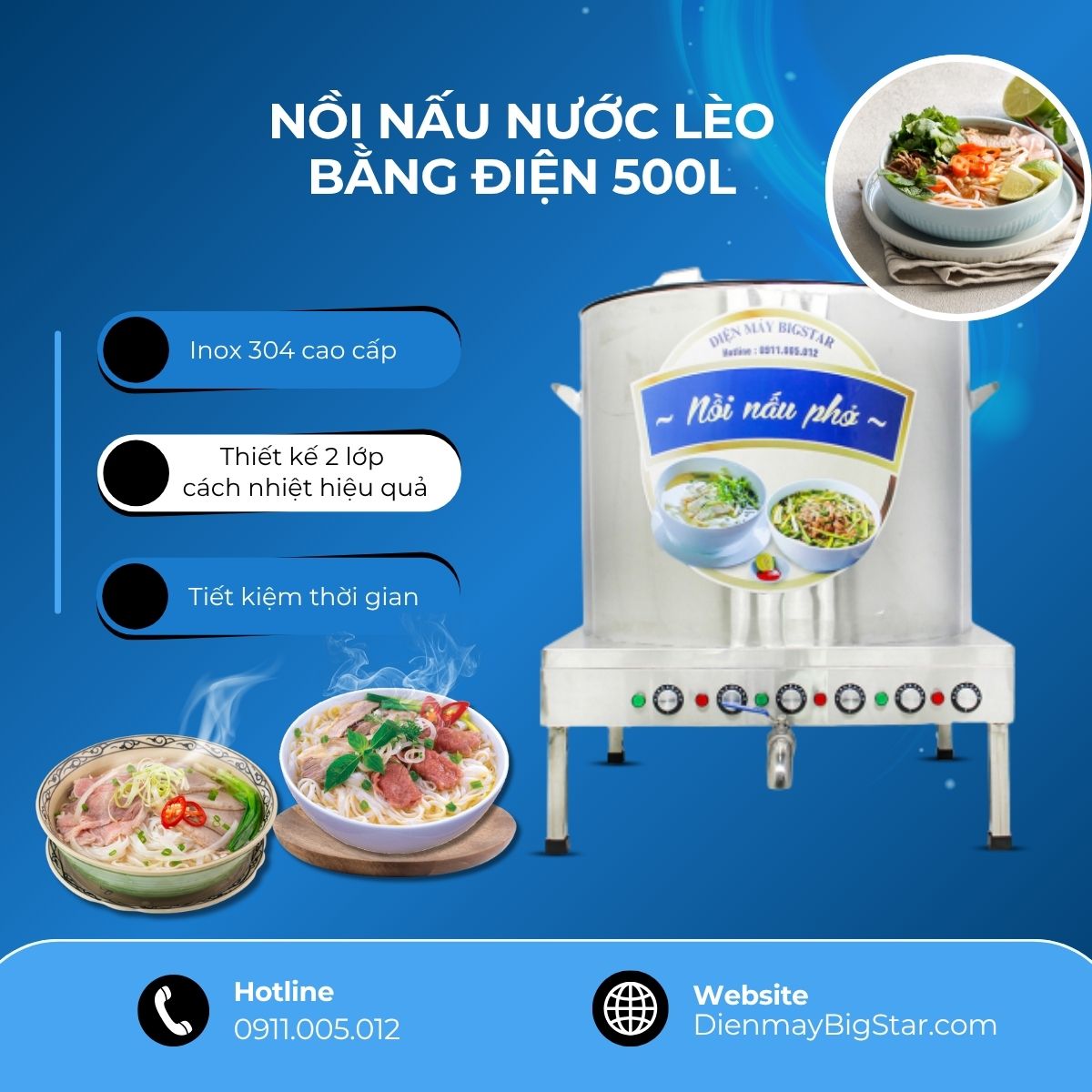 Nồi nấu nước lèo bằng điện 500L