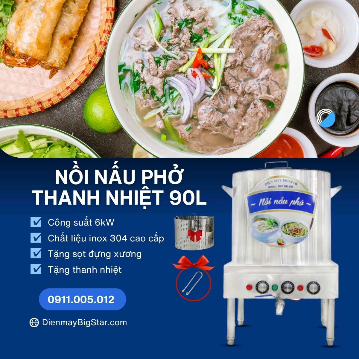 nồi nấu phở thanh nhiệt 90L